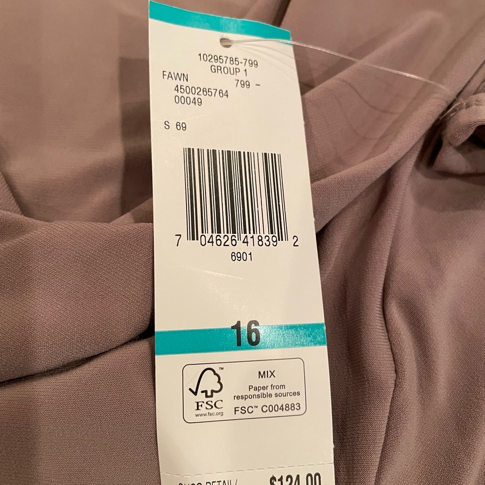 New, Taupe dress size 16